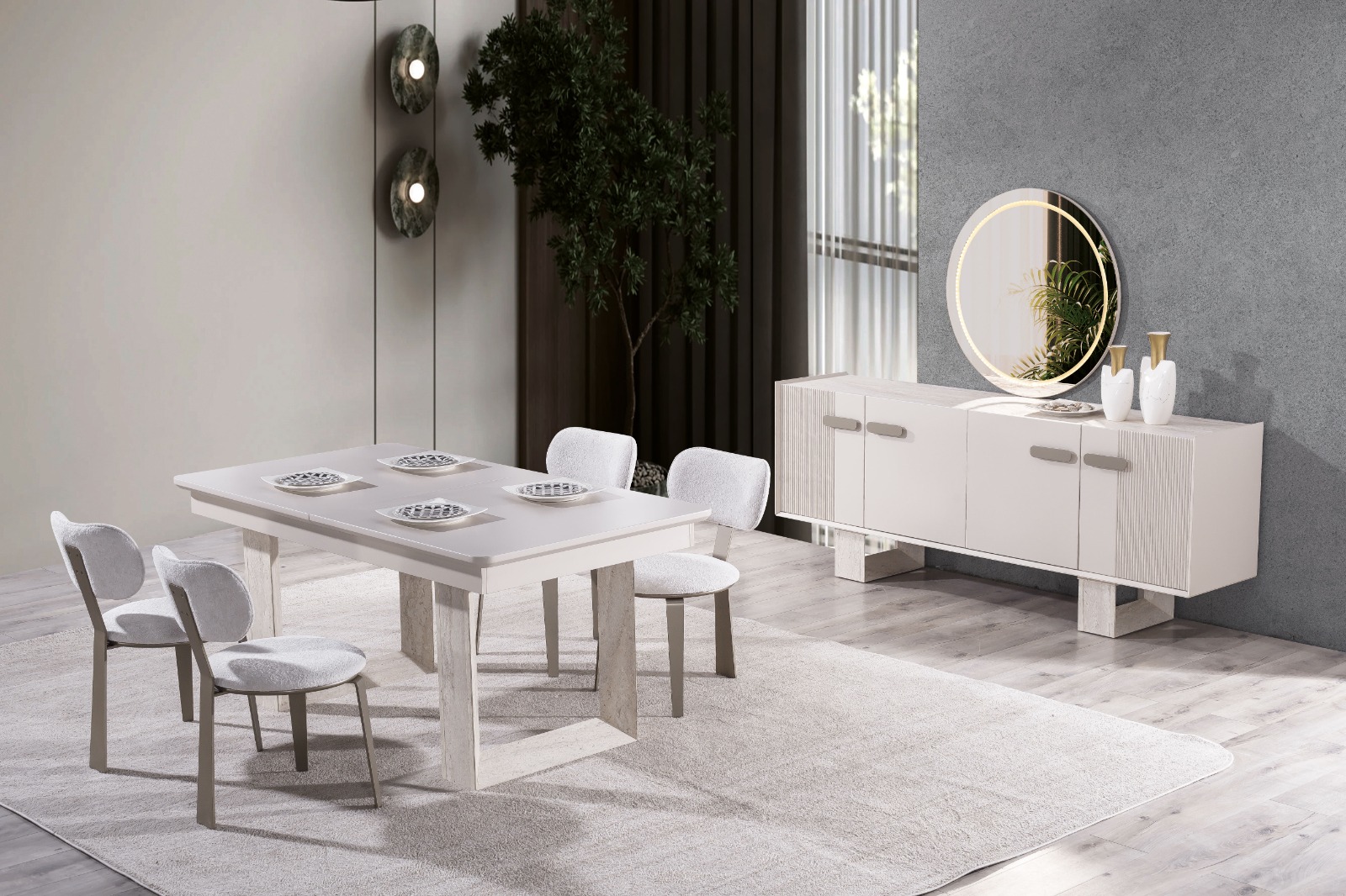 Konsol + Yemek Masası ( Açılır ) + 4 Ad Sandalye