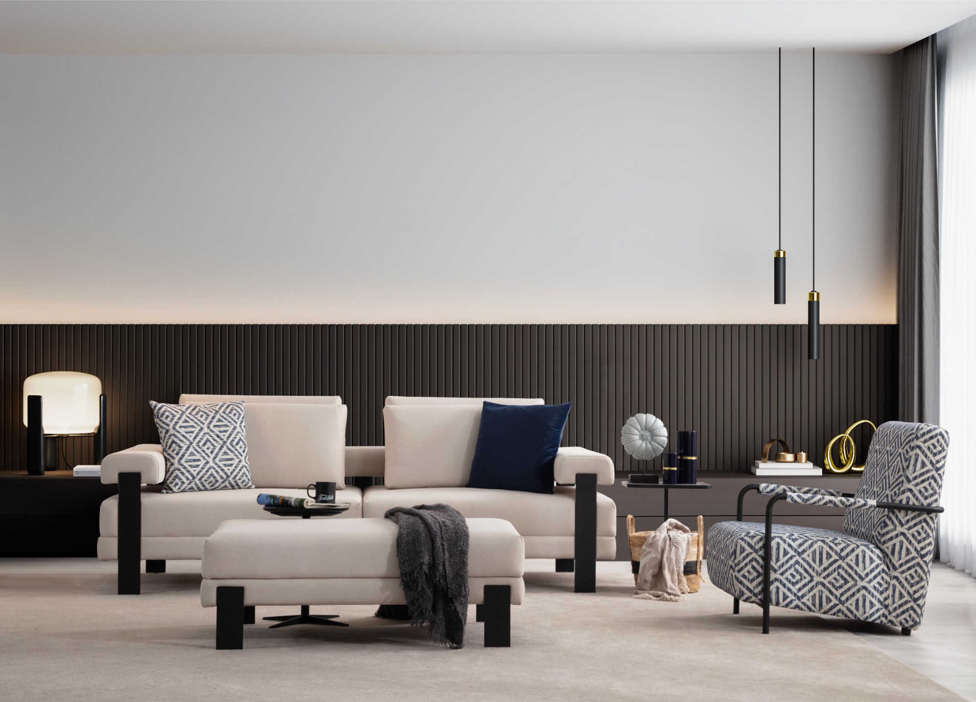 Deep Living Siyah Ayak Koltuk Takımı