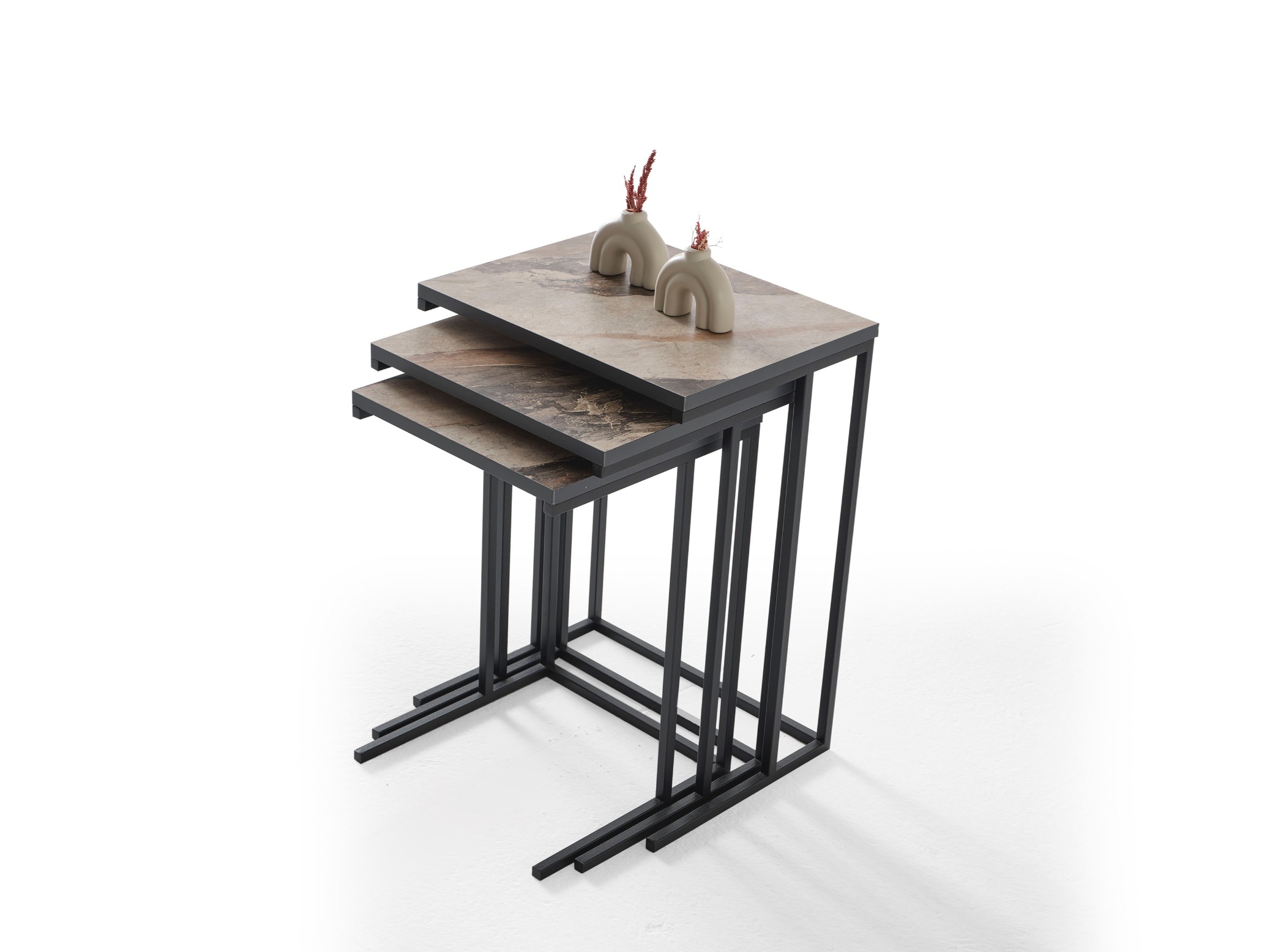 Wood Marble 3 lü Sehpa