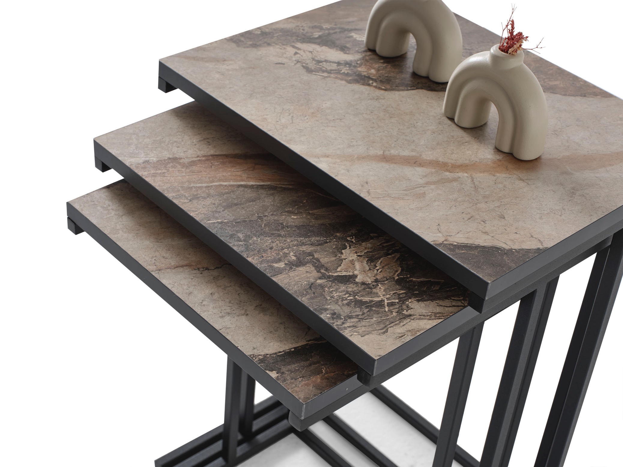 Wood Marble 3 lü Sehpa
