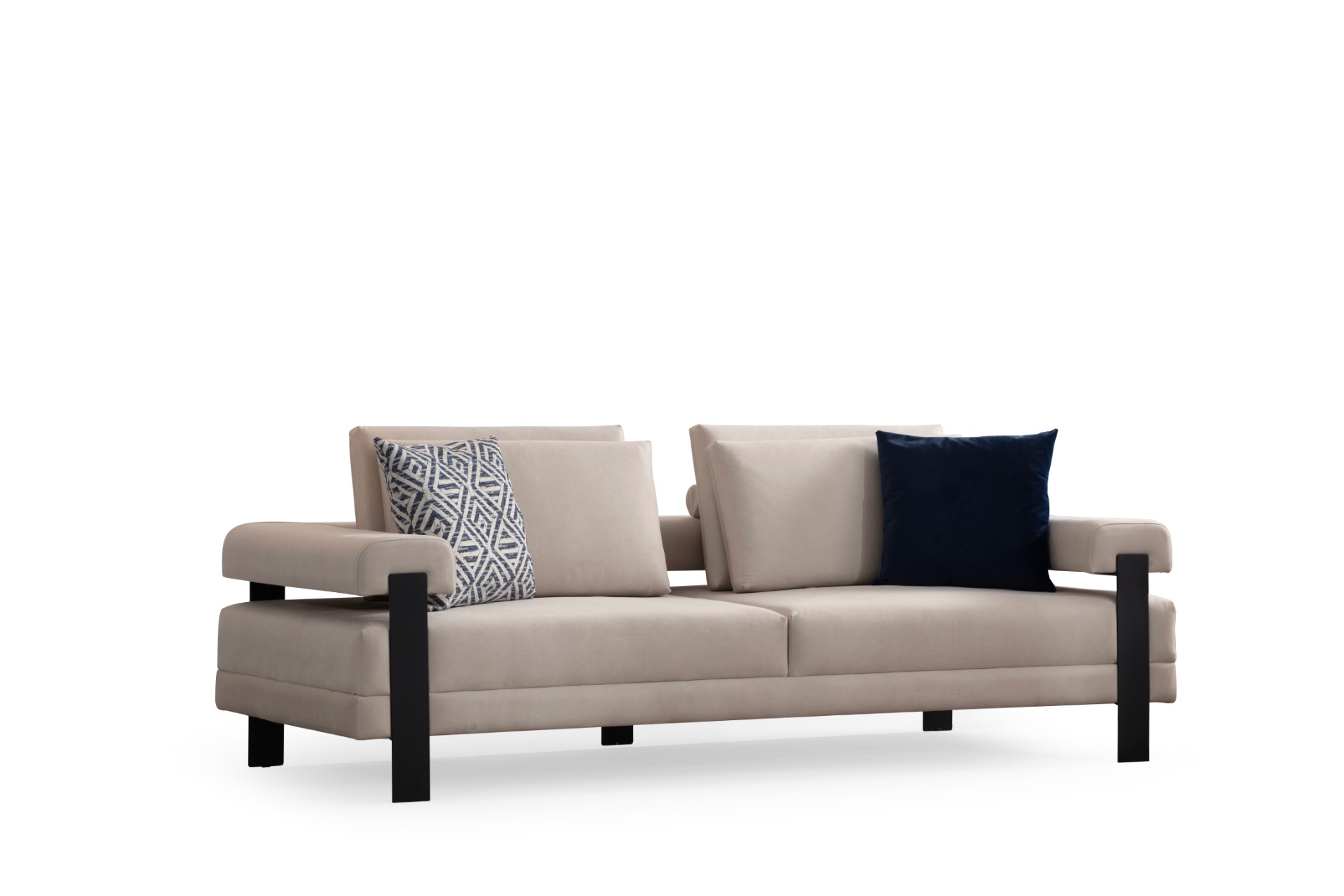 Deep Living Antik Siyah Ayaklı 3 lü Koltuk