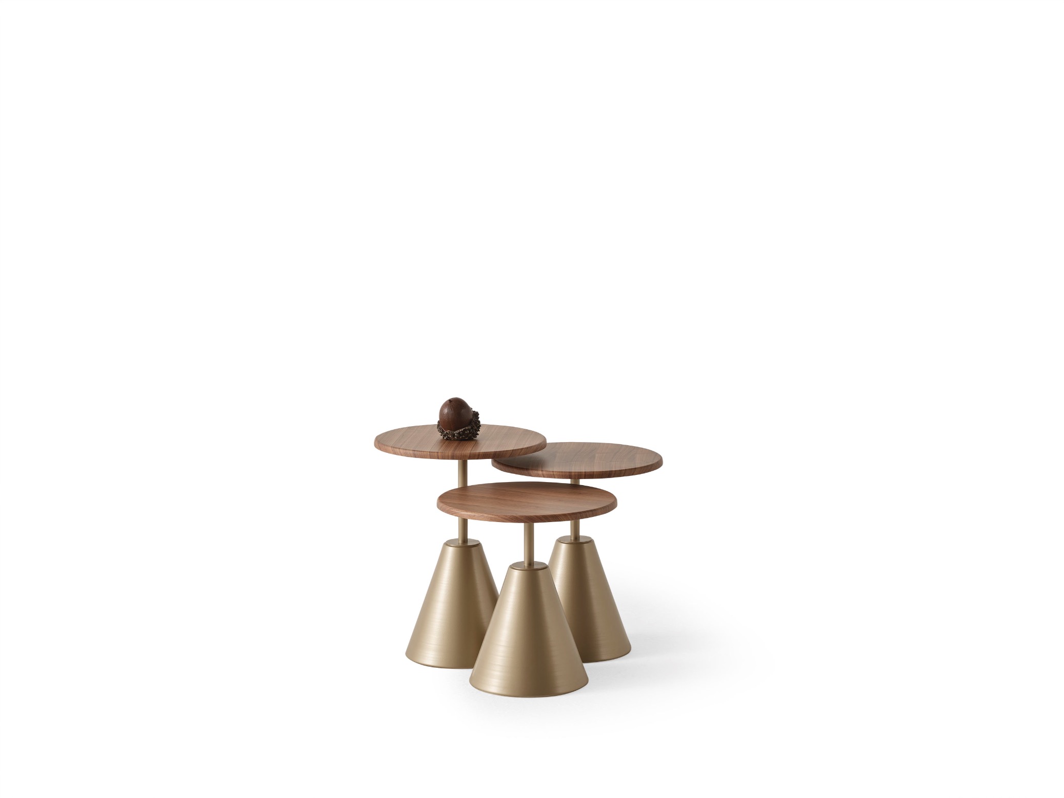 Traverten Walnut 3 lü Sehpa