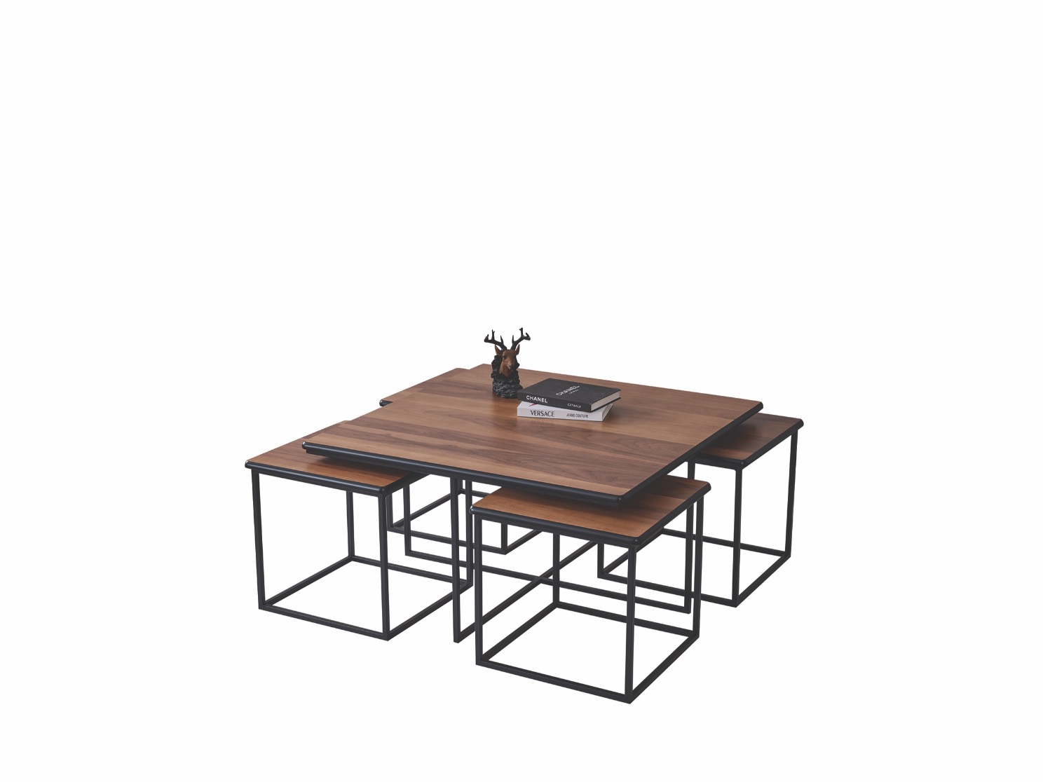 Walnut 4 lü Ahşap Sehpa