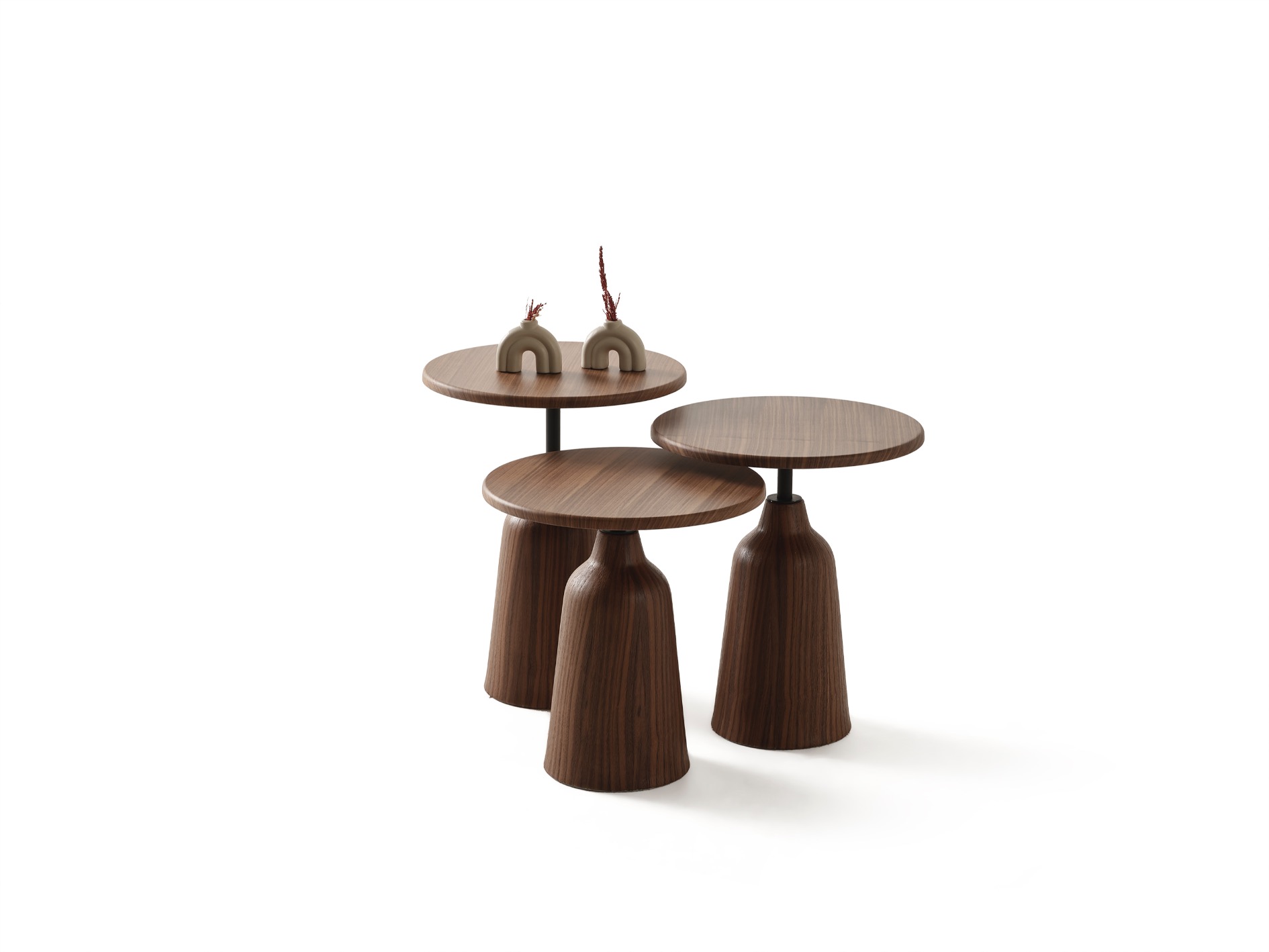 Ceviz Walnut Konik Ayaklı 3 lü