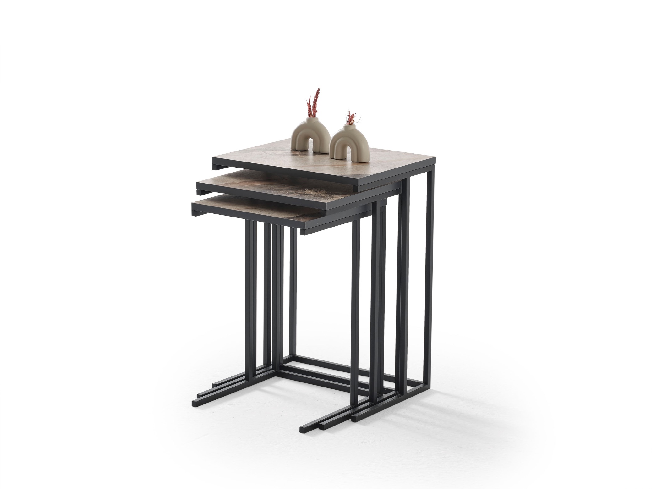 Wood Marble 3 lü Sehpa